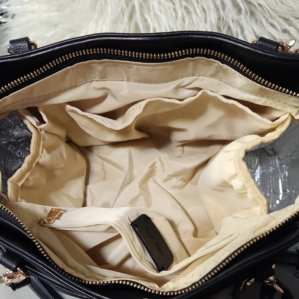 Miss Fong Black Baby Bag with Gold Accents